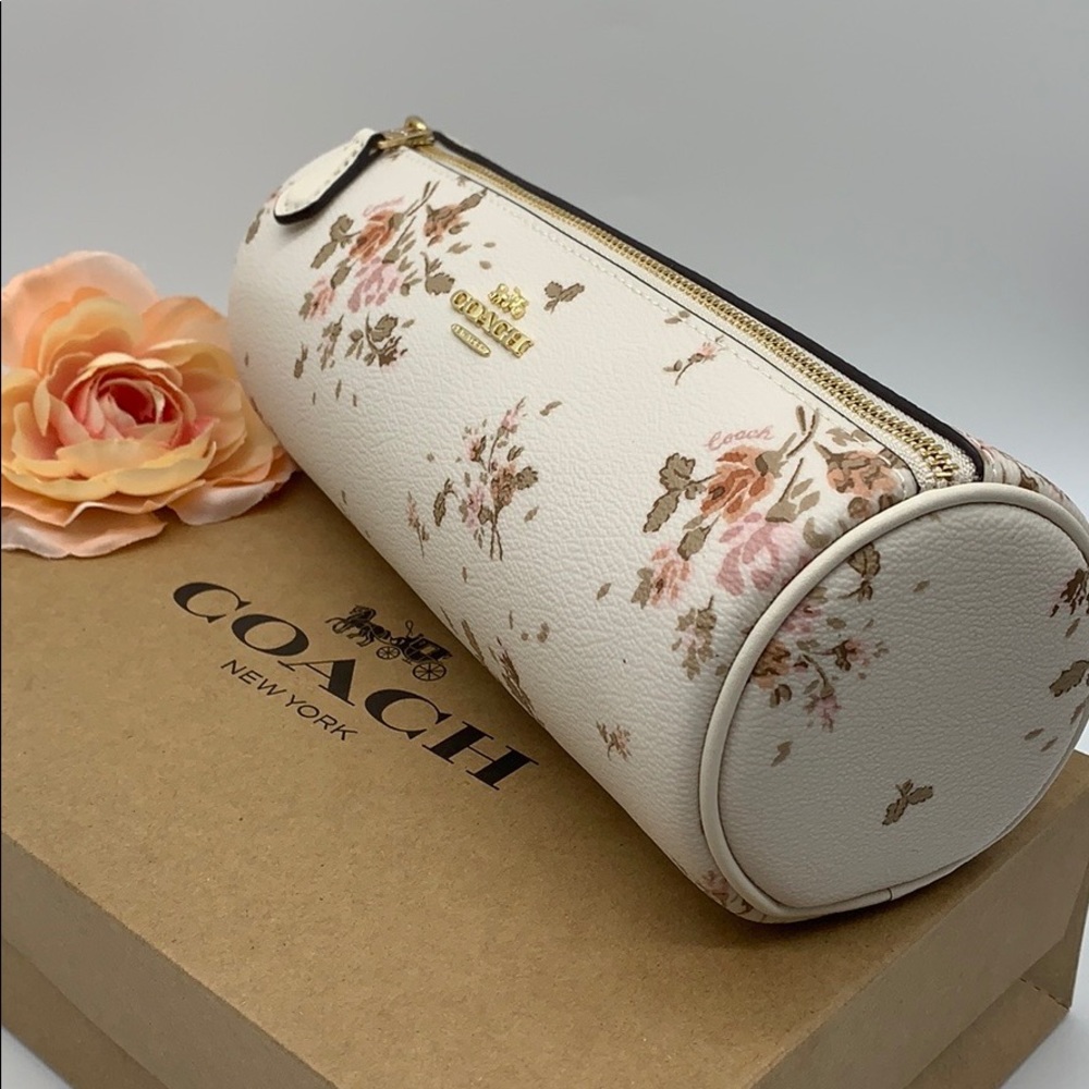 COACH MAKEUP BRUSH HOLDER WITH ROSE BOUQUET PRINT - Picture 9 of 12
